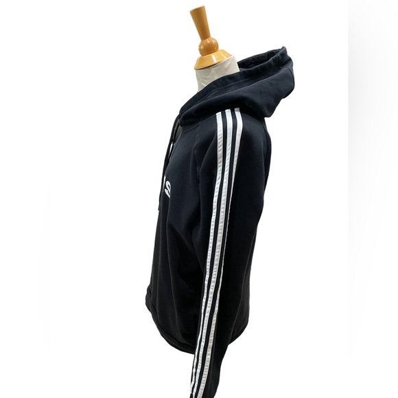 Adidas Men's Essentials 3-Stripes Pullover Hoodie, Black/White Large - Picture 8 of 8